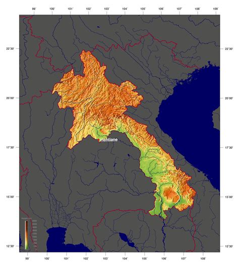 Grande mapa físico de Laos | Laos | Asia | Mapas del Mundo