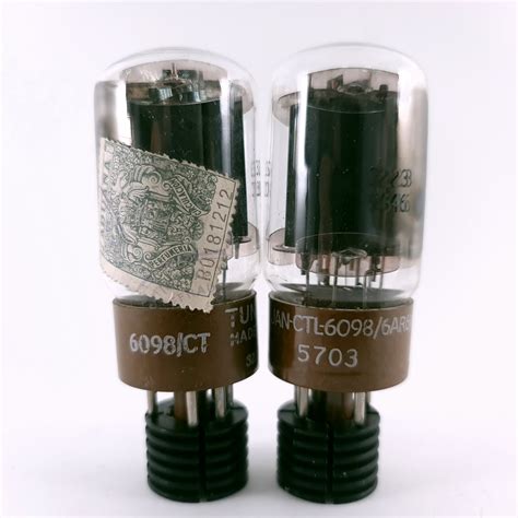 2 X 6098 6AR6WA TUNG SOL TUBE 1950s PROD DUAL GETTER MATCHED PAIR