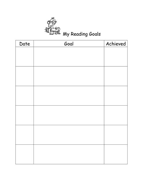 Reading Goal Sheet For Students