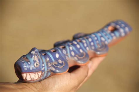 Mayan Shark Ceramic Flute Pre Colombian Musical Instrument