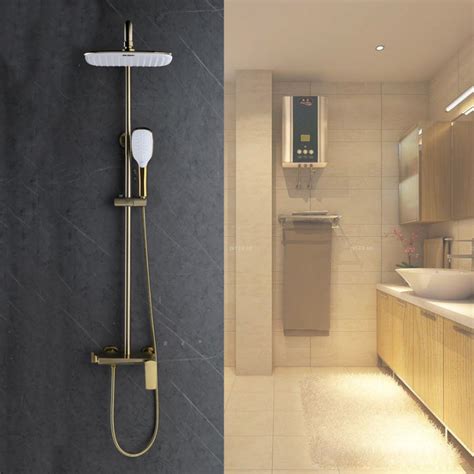 Huiyi Copper Hot And Cold Shower Head Set Bath Bathroom Supercharged Shower Brushed Gold Bathtub