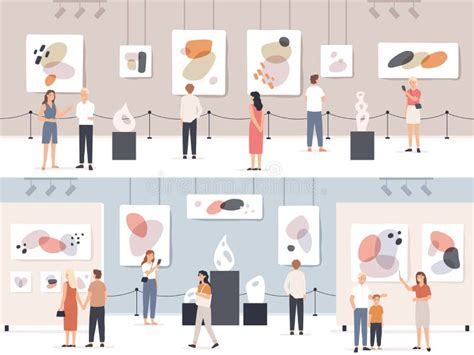 Personas En Galería Visitante De La Exposición Y Museo De Arte Moderno