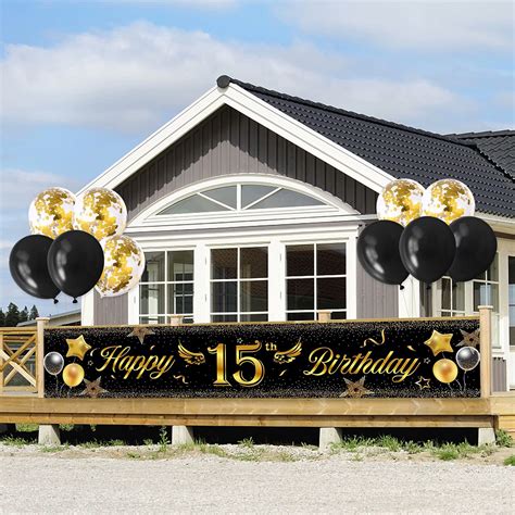 Buy Happy Th Birthday Banner Black Gold Birthday Backdrop Banner For