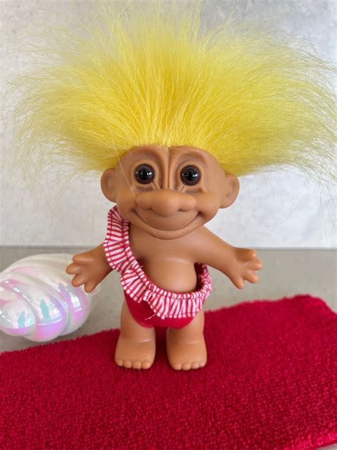 Troll Vintage Bikini Beach Troll Doll Russ Berrie And Company Marked On Foot Made In