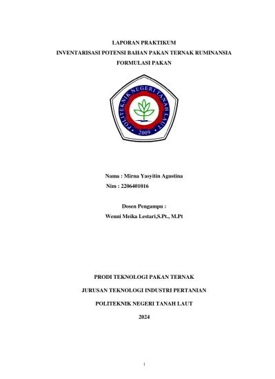 Laporan Praktikum Inventarisasi Potensi Bahan Pakan Ternak Ruminansia