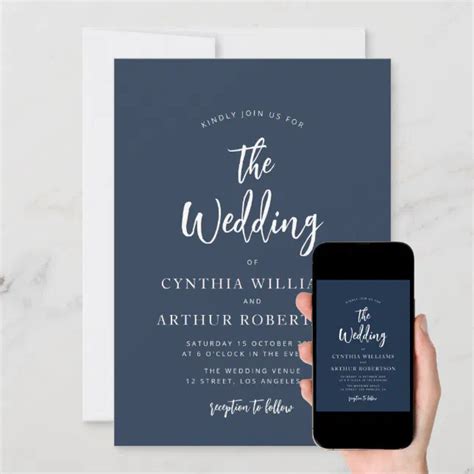 navy blue rustic script wedding invitation | Zazzle