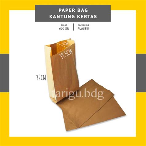 Xl Paper Bag Kantong Kertas Coklat Polos Kantong Roti Burger Kantong