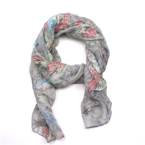 Feather Soft Scarf Grey Silk Neckerchief Neckerchiefs Cashmere