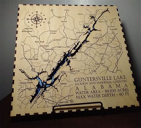 Guntersville Alabama Lake And Land Map Featuring Lake Topography