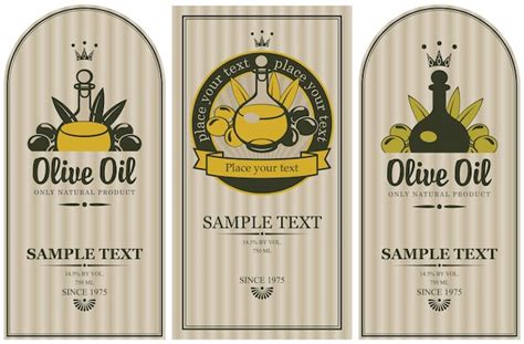 Juego De Etiquetas Para Aceites De Oliva Vector Premium