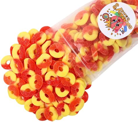 Grandys Candys Peach Gummy Rings Soft Chewy Sugar Dusted Bulk Candy