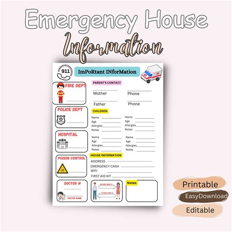 Emergency Information Sheet Emergency Contact Information Emergency