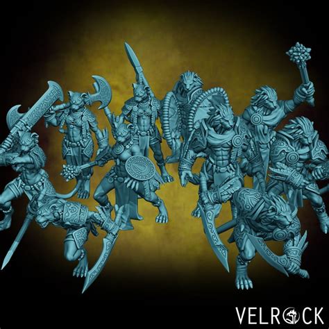 Female Leonin Warriors Velrock 3d Printed Resin Miniature Mini Fantasy Dungeons And Dragons