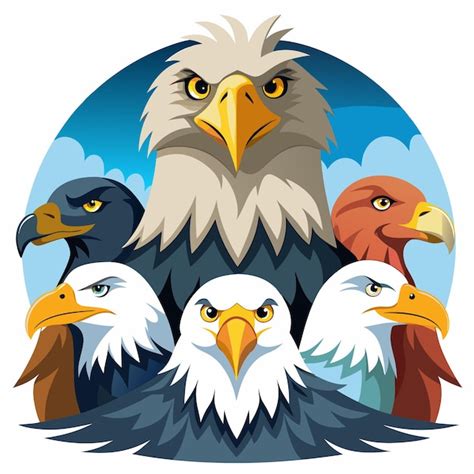 A Group Of Bald Eagles With Fierce Expressions Premium AI Generated