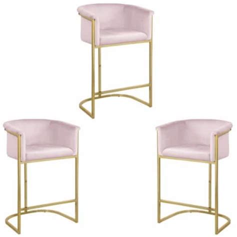 Home Square 3 Piece 27 Velvet Counter Stool Set With Gold Metal Base In Pink 1 Ralphs