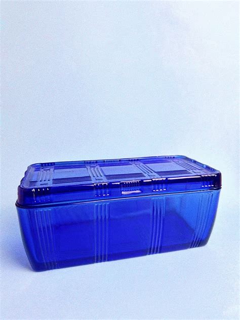 Vintage Hazel Atlas Criss Cross Cobalt Refrigerator Dish Etsy