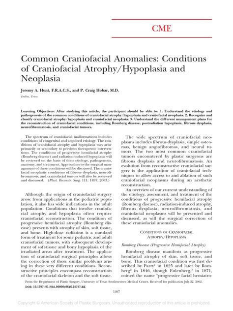 Common Craniofacial Anomalies Conditions Of Craniofacial