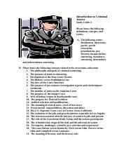 Comprehensive Study Guide Introduction To Criminal Justice Course Hero