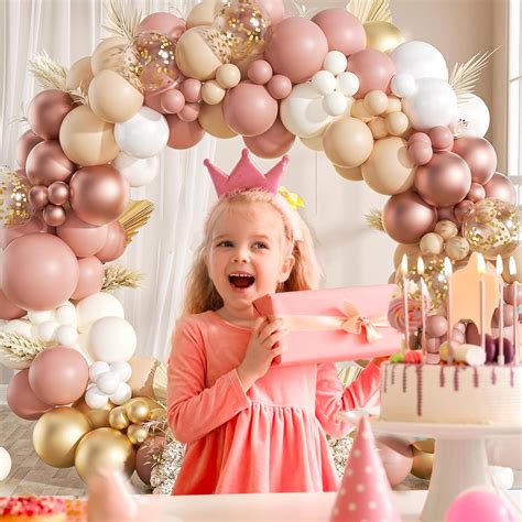 FOTIOMRG Kit De Guirnalda De Arco De Globos Bohemios De Piezas Color Rosa Polvoriento Nude