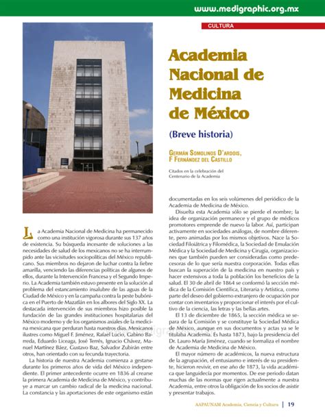 Academia Nacional de Medicina de México Breve historia