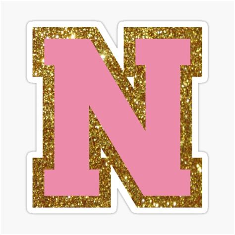 Gold And Pink Varsity Letter N Sticker For Sale By Byleahwithlove