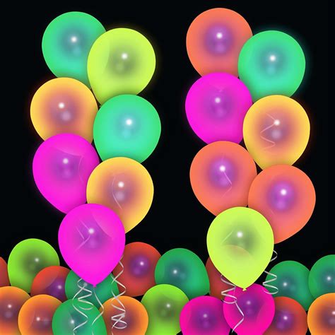 Pcs Neon Balloons Neon Party Decorations Uv Glow Balloons With Silver