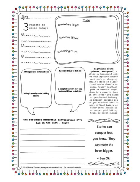 Journal Worksheets