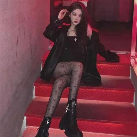 Collants été en Nylon imprimé pour femmes Style japonais Lingerie Sexy bonneterie gothique