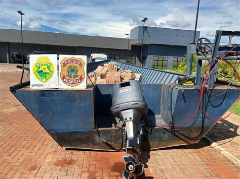 Polícia Federal e BPFRON apreendem embarcação de grande porte carregada