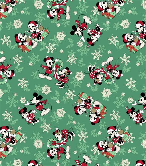 Disney Mickey Minnie Flannel Fabric Snowflake Toss Mickey Christmas