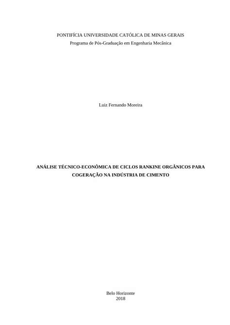 PDF ANÁLISE TÉCNICO ECONÔMICA DE CICLOS RANKINE PDFSLIDE NET