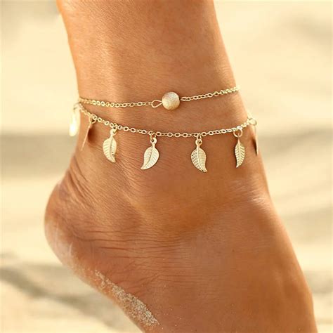 New Fashion Leaves Tassel Bohemian Leaf Anklets For Women Anklets