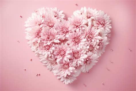 Premium Photo A Heart Shaped Arrangement Of Pink Flowers On A Pink