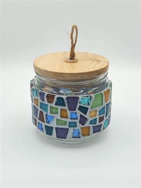 Mosaic Glass Jar Landharp Creations