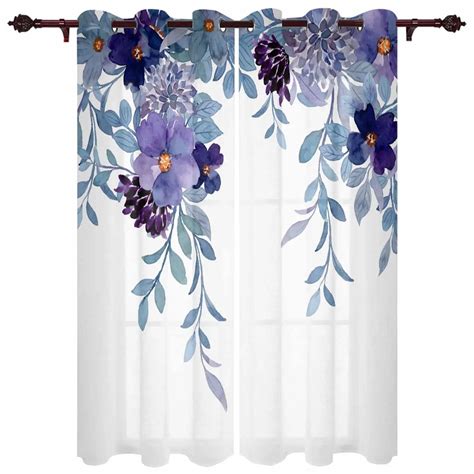 Countryside Plants Flowers Watercolors Modern Hall Curtains For Living