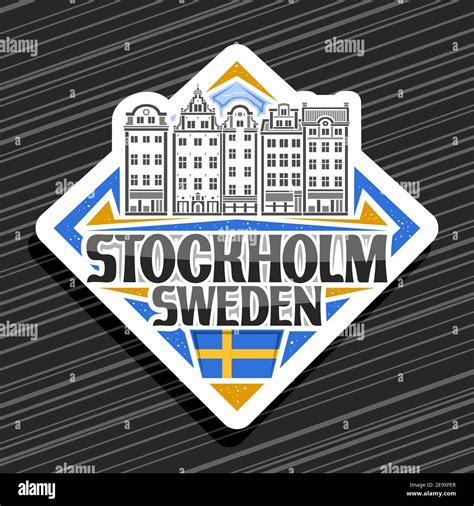 Vector Logo For Stockholm White Rhombus Road Sign With Line