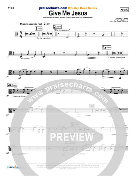 Give Me Jesus Viola Sheet Music Pdf Jeremy Camp Praisecharts