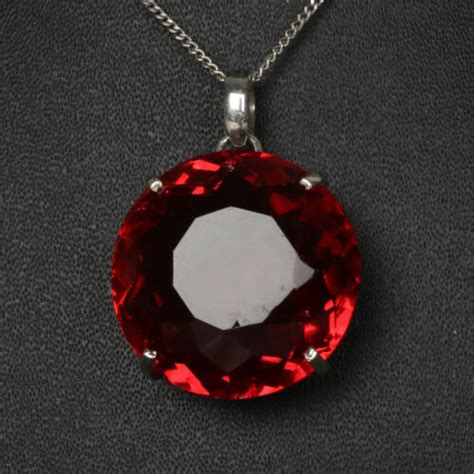 Pendentif topaze rouge 96 ct forme ronde 925 en argent sterling créé en