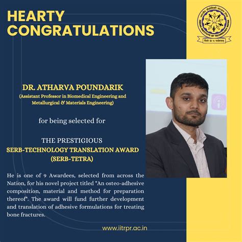 Iit Ropar On Twitter Hearty Congratulations Dr Atharva Poundarik