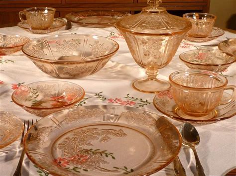 Sharon Cabbage Rose Pink Depression Glass Tablescape Thursday