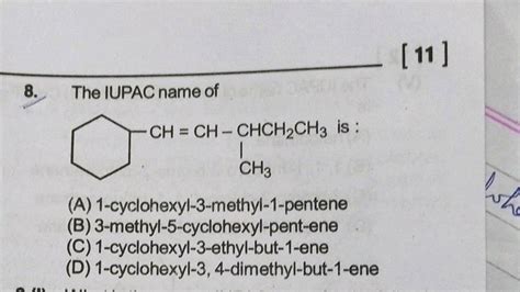 11 8 The IUPAC Name Of CH CH CHCH2CH3 Is CHE A 1