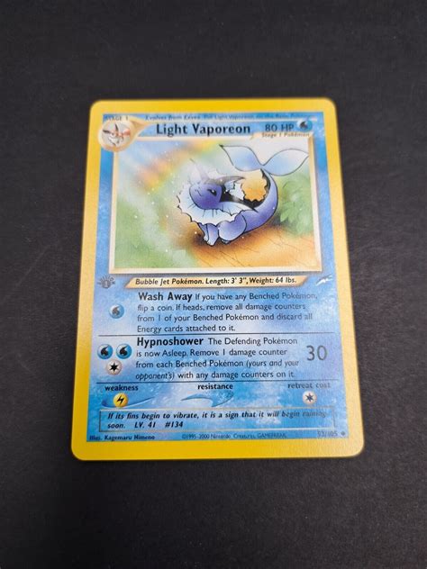 Light Vaporeon 52 105 Neo Destiny Set Rare Vintage 2000 Pokemon Card