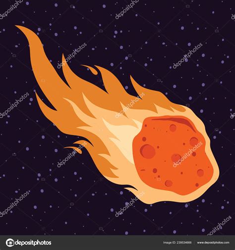 Flame Meteor Asteroid Meteor Rain Fall Vector Illustration Cartoon ...