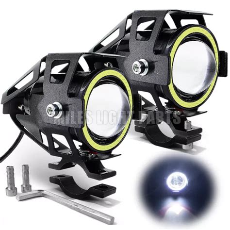 Driving Fog Spot Lights Angel Eye Halo Rings Led Headlight Motorcycle