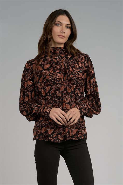 Autumn Print Mock Neck Top