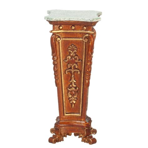 French Pedastal With Faux Marble Top Walnut Dollhouse Junction