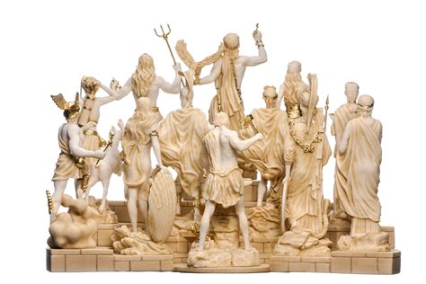 Art Objects Set All The 12 Olympian Gods Of Mount Olympus Alabaster