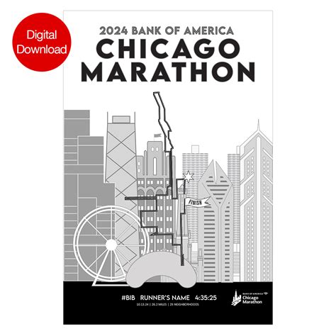 2024 Bank Of America Chicago Marathon Map Print Download Shop The