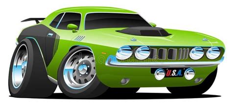 Classic Seventies Style American Muscle Car Cartoon Vector Illustration ...