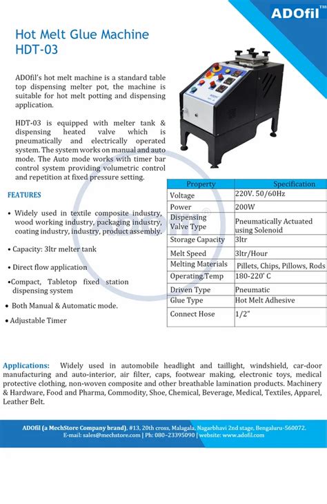 Hot Melt Glue Dispensing Machine HDT C Volts At Rs In Bengaluru